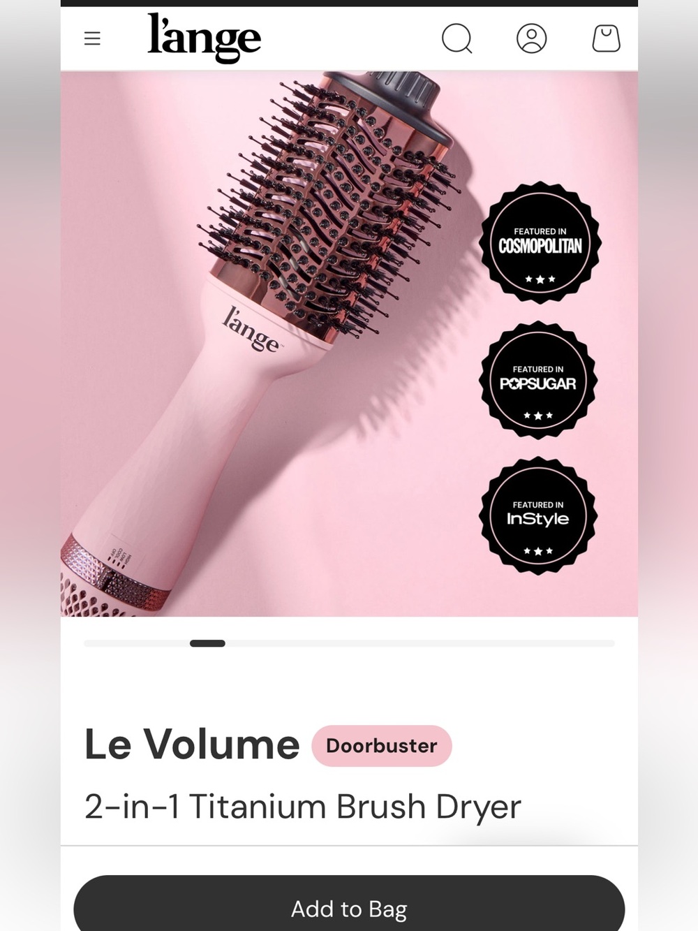 Lange Le Volume 2-in-1 Titanium Brush Dryer — Light Pink